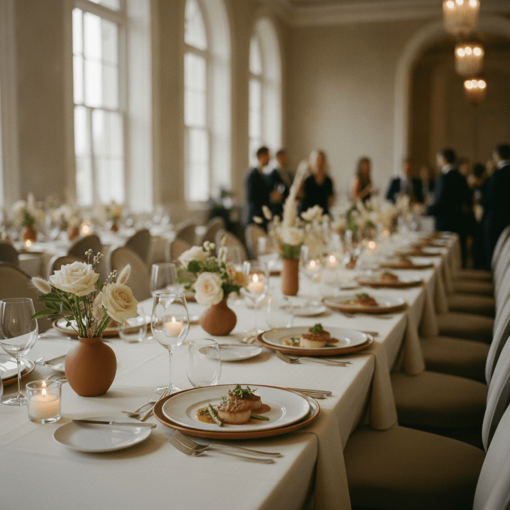 Corporate event catering spread set up for a Central Florida company function