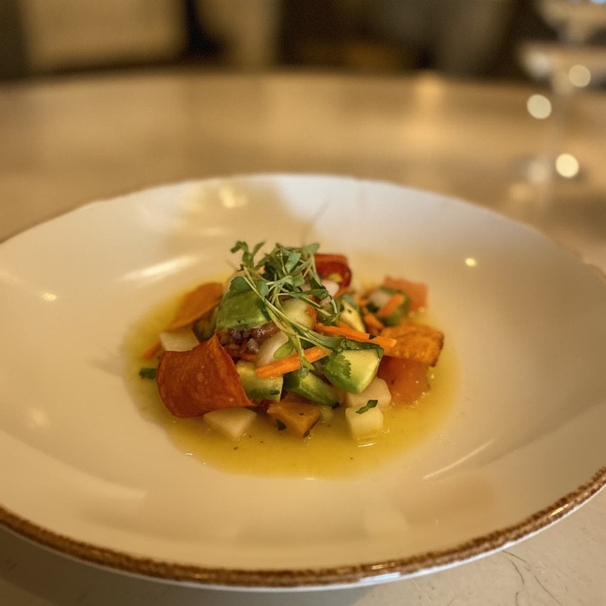 Plated chef-driven course served at an Orlando event