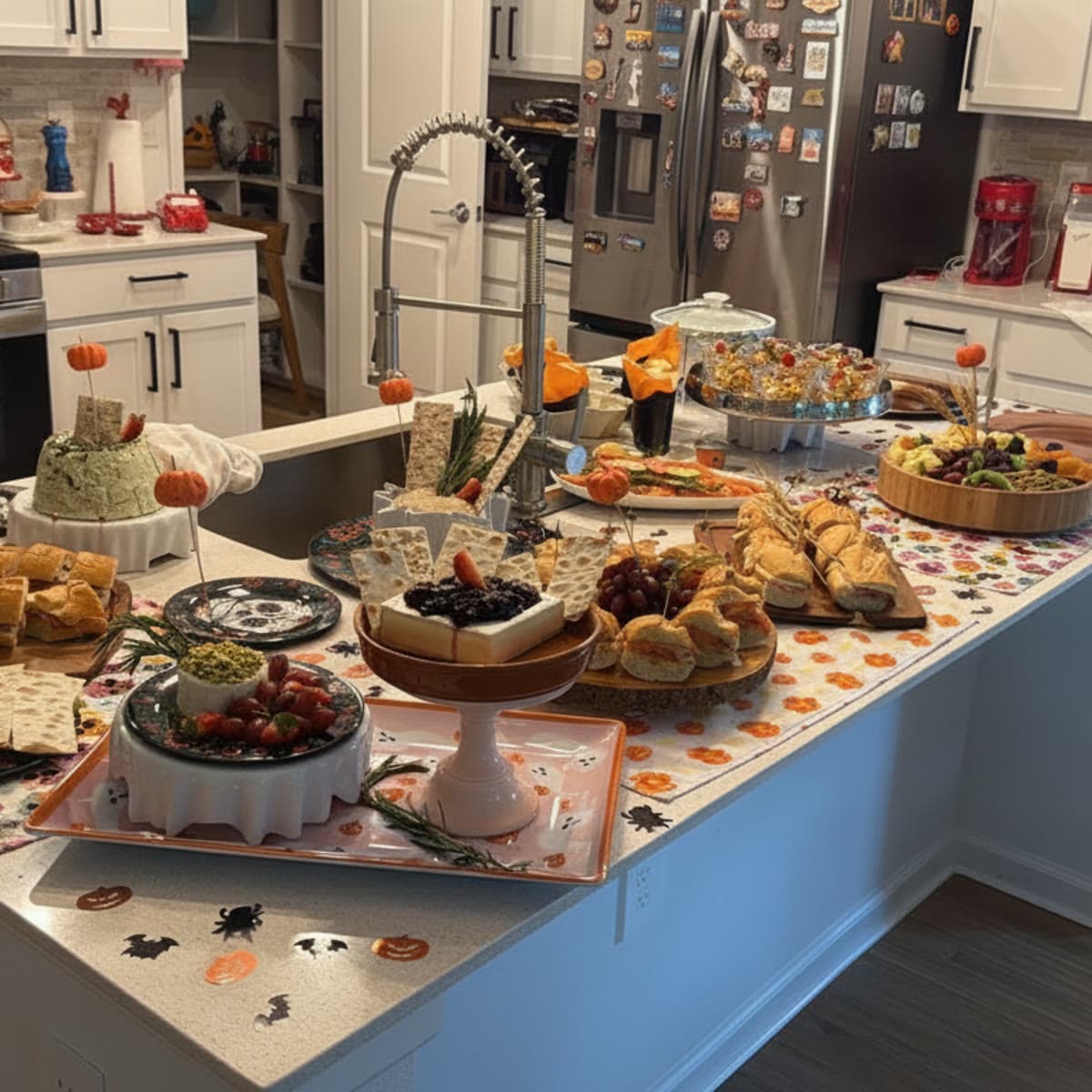 A catered buffet spread with fresh dishes at an Orlando event