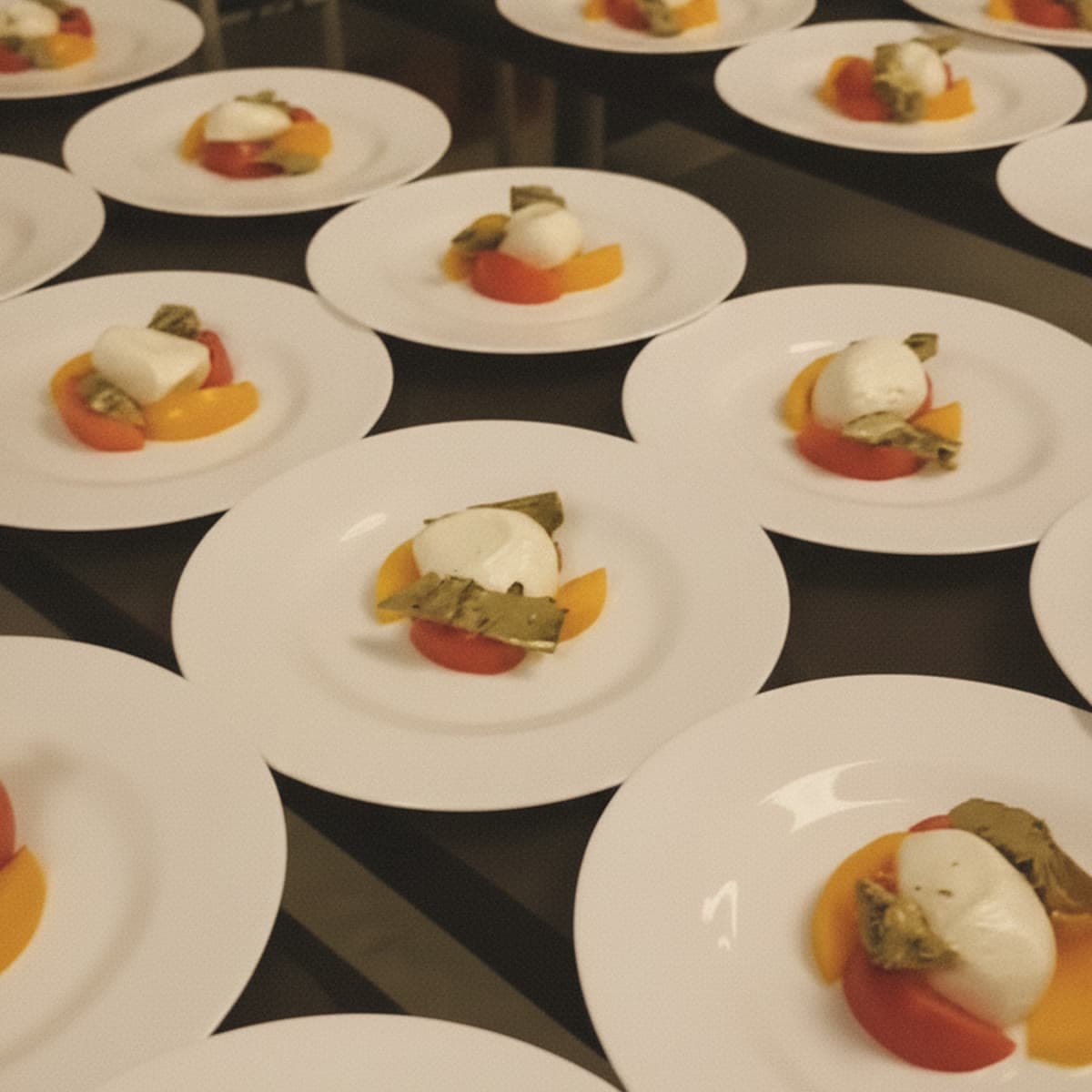 A tray of freshly plated canapes and finger foods prepared for an event in Orlando