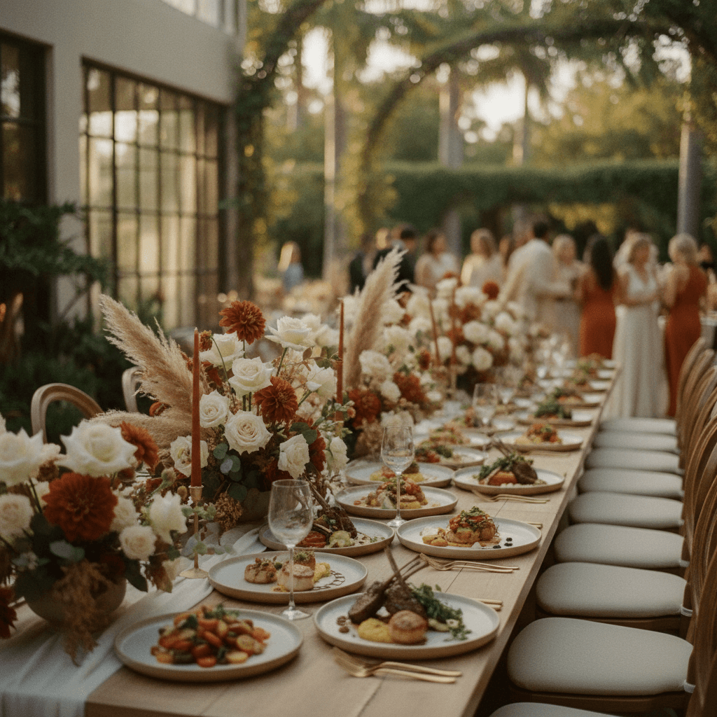 Chef-plated dishes served at a Central Florida catered event